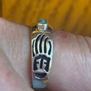 1940a Antique Old Navajo Ingot Coin Silver Native American Turquoise ring